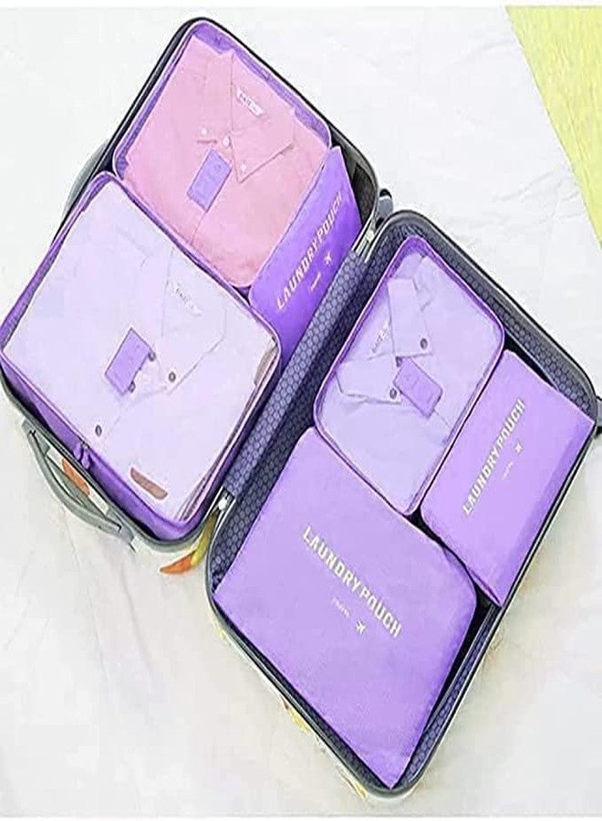 TAGUDA 7 pc / 6 pc Travel Oraganizer Sapace Saver Bag for Men and Women, Clothes packing cubes for travel (6 pouch-PURPLE) - Image 4